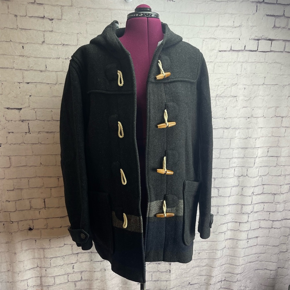 Gap size small dark gray wool blend hooded jacket duffle coat